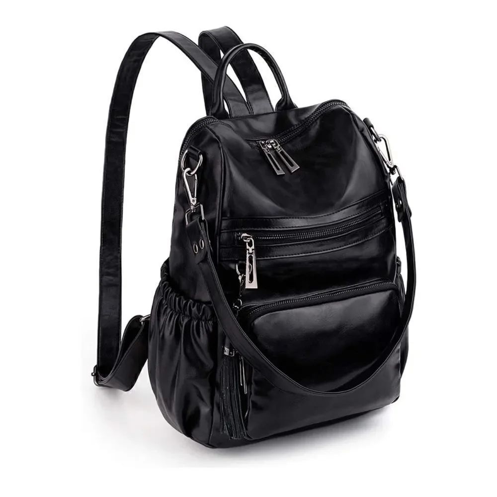 Black Leather Backpack